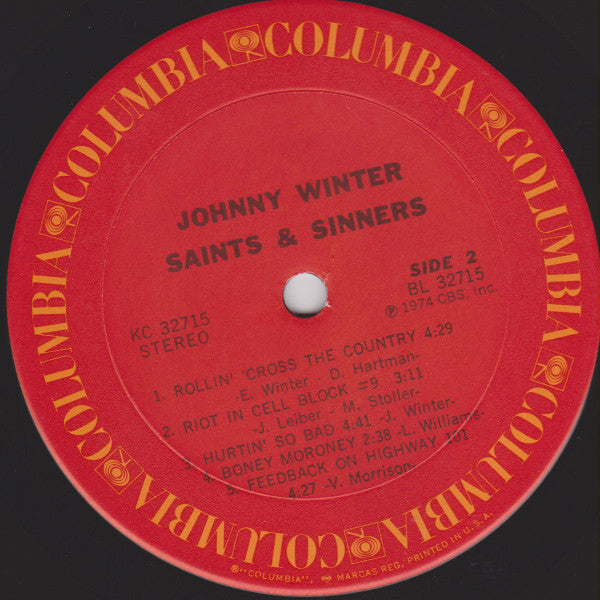 Johnny Winter : Saints & Sinners (LP, Album)