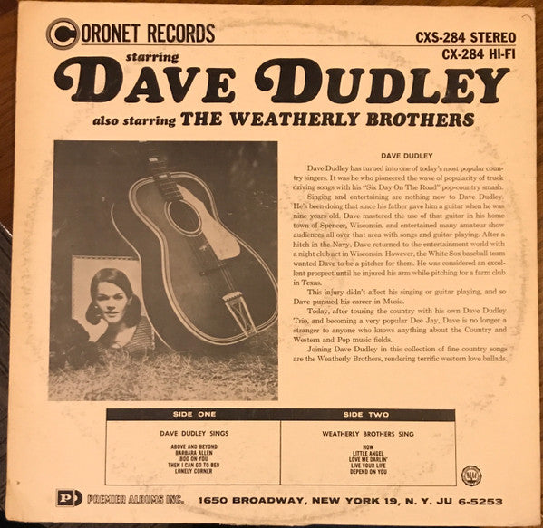 Dave Dudley / The Weatherly Brothers : Dave Dudley Sings Also Starring The Weatherly Brothers (LP, Album)