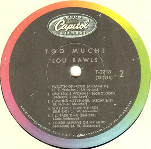 Lou Rawls : Too Much! (LP, Album, Mono, Scr)