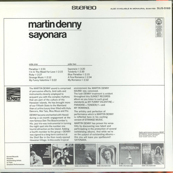Martin Denny : Sayonara (LP, Comp)