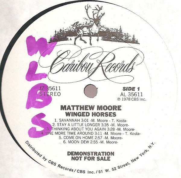 Matthew Moore : Winged Horses (LP, Album, Promo)