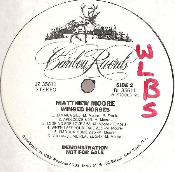 Matthew Moore : Winged Horses (LP, Album, Promo)