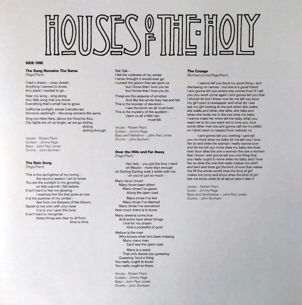 Led Zeppelin : Houses Of The Holy (LP, Album, RE, RM)