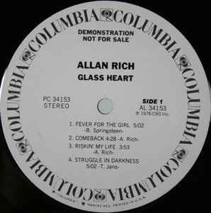 Allan Rich (2) : Glass Heart (LP, Album, Promo)
