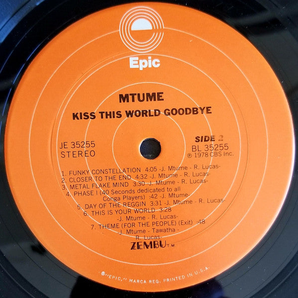 Mtume : Kiss This World Goodbye (LP, Album, Ter)