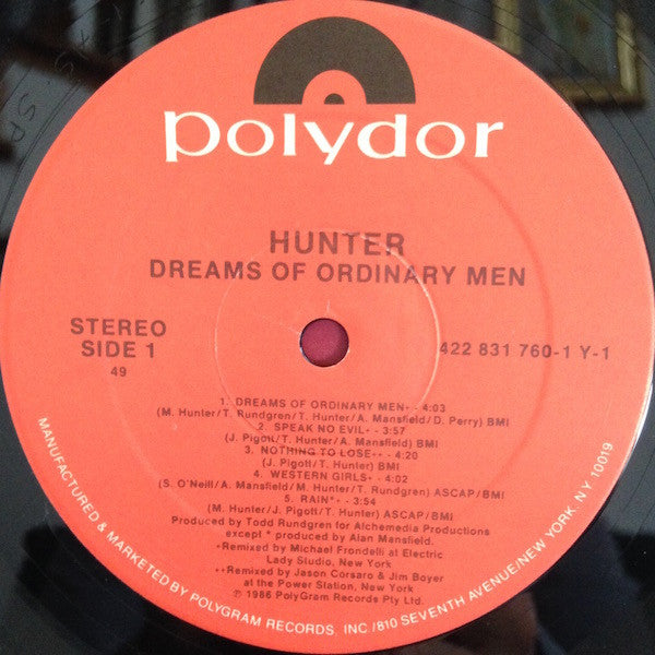 Hunter (8) : Dreams Of Ordinary Men (LP, Album, Spe)