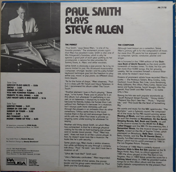 Paul Smith (5) : Paul Smith Plays Steve Allen (LP, Album)