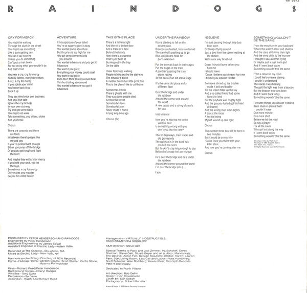 Raindogs (2) : Lost Souls (LP, Album)