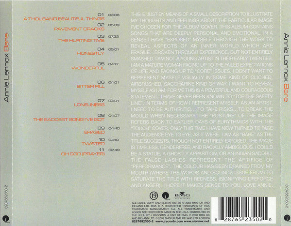 Annie Lennox : Bare (CD, Album, Son)