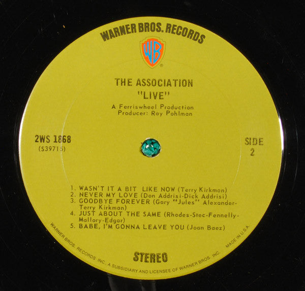 The Association (2) : "Live" (2xLP, Album, San)