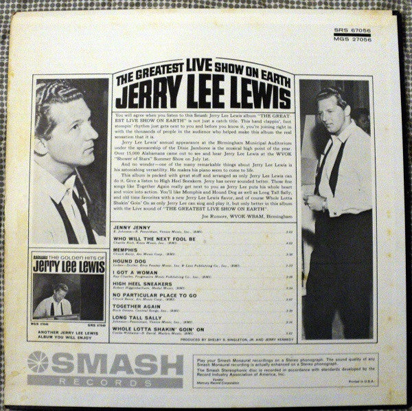Jerry Lee Lewis : The Greatest Live Show On Earth (LP, Album, Mono)
