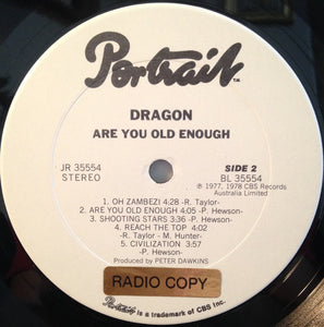 Dragon (5) : Are You Old Enough (LP, Album, Promo, San)