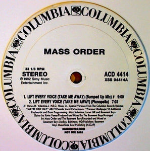 Mass Order : Lift Every Voice (Take Me Away) (12", Promo)