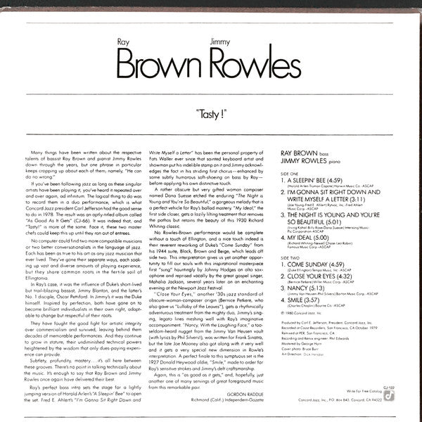 Ray Brown and Jimmy Rowles : Tasty! (LP)