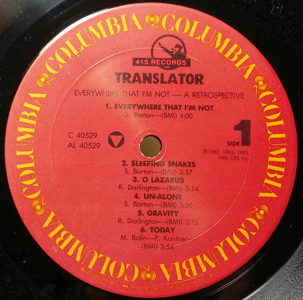 Translator (3) : Everywhere That I'm Not - A Retrospective (LP, Comp, Car)