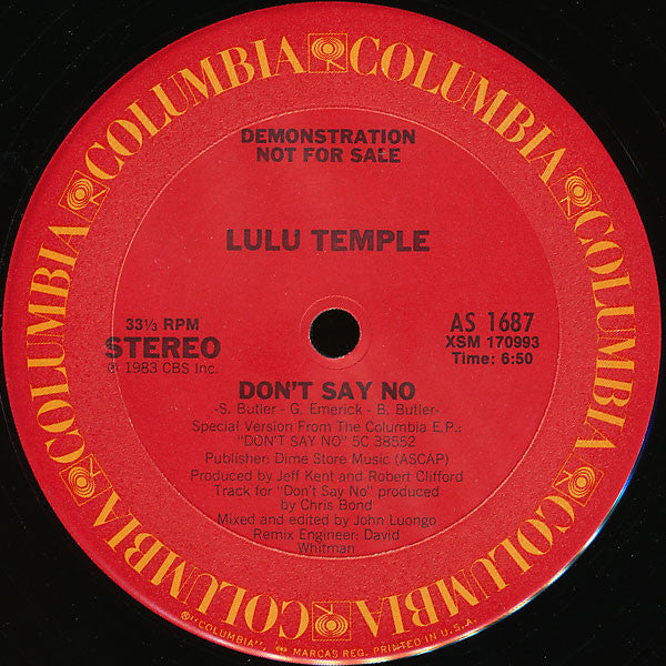 Lulu Temple : Don't Say No (12", Promo)