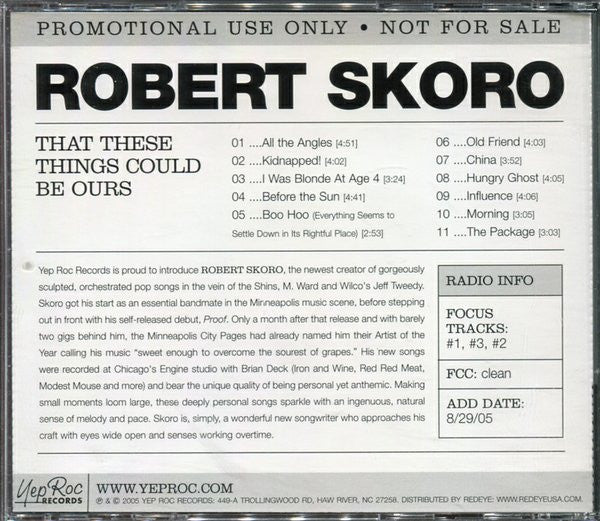 Robert Skoro : That These Things Could Be Ours (CD, Advance, Album, Promo)