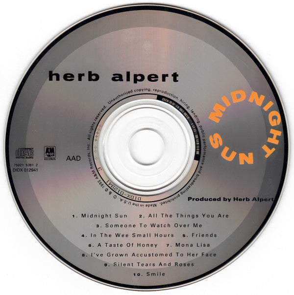 Herb Alpert : Midnight Sun (CD, Album)