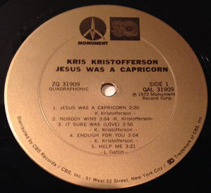 Kris Kristofferson : Jesus Was A Capricorn (LP, Album, Quad)