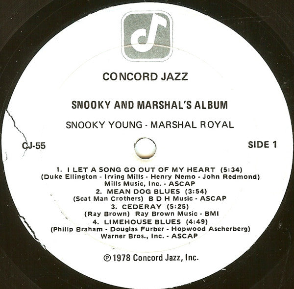 Snooky Young, Marshal Royal*, Freddie Green, Ross Tompkins, Ray Brown, Louie Bellson* Special Guest Scat Man Crothers* : Snooky & Marshal's Album (LP, Album)