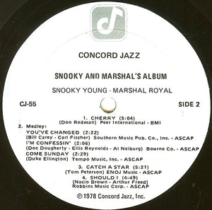 Snooky Young, Marshal Royal*, Freddie Green, Ross Tompkins, Ray Brown, Louie Bellson* Special Guest Scat Man Crothers* : Snooky & Marshal's Album (LP, Album)