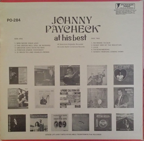 Johnny Paycheck : Johnny Paycheck At His Best (LP, Comp)