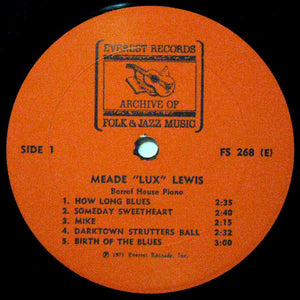 Meade Lux Lewis* : Barrel House Piano (LP, Album, RE, Ele)