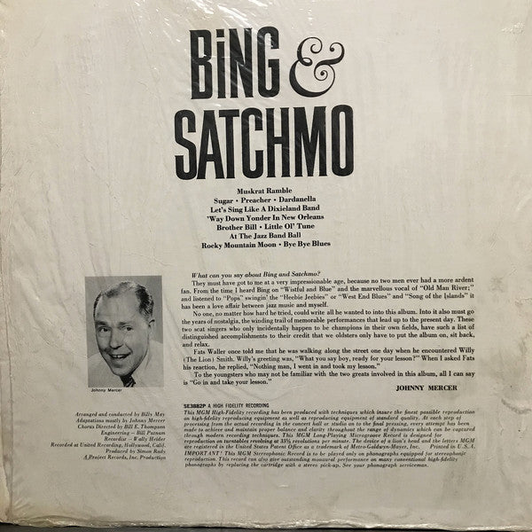 Bing Crosby And Louis Armstrong : Bing & Satchmo (LP, Album)