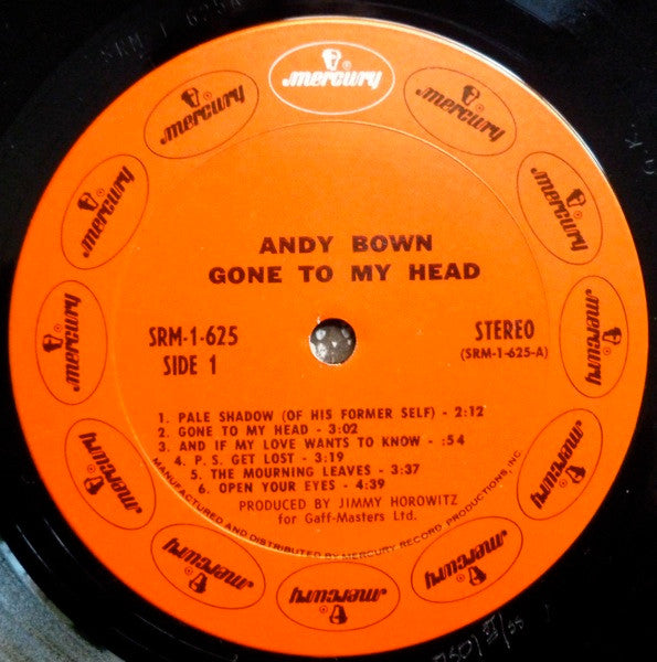 Andy Bown : Gone To My Head (LP, Album, Pit)