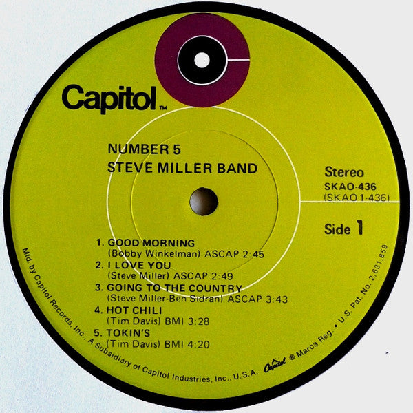 Steve Miller Band : Number 5 (LP, Album, Scr)