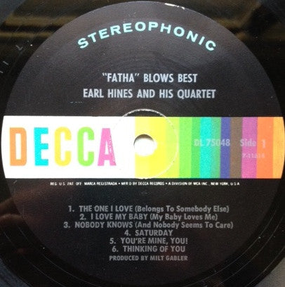 Earl Hines And His Quartet : "Fatha" Blows Best (LP, Album)