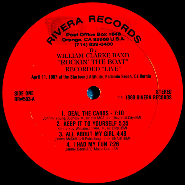 The William Clarke Blues Band* : Rockin' The Boat (LP, Album)