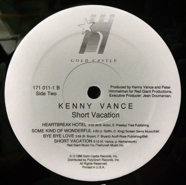 Kenny Vance : Short Vacation (LP, Album)