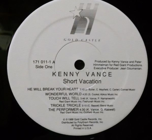 Kenny Vance : Short Vacation (LP, Album)