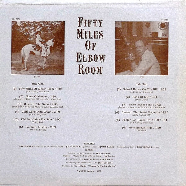 Pagter And Boucher : Fifty Miles Of Elbow Room (LP, Album)