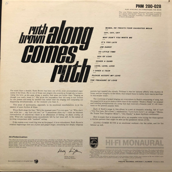 Ruth Brown : Along Comes Ruth (LP, Mono)