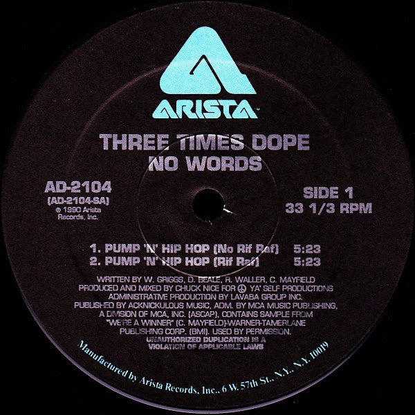 Three Times Dope : No Words (12")