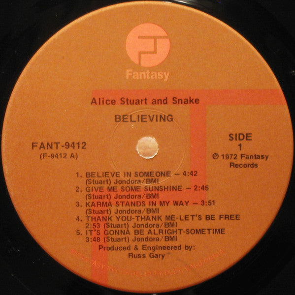 Alice Stuart And Snake : Believing (LP, Album)