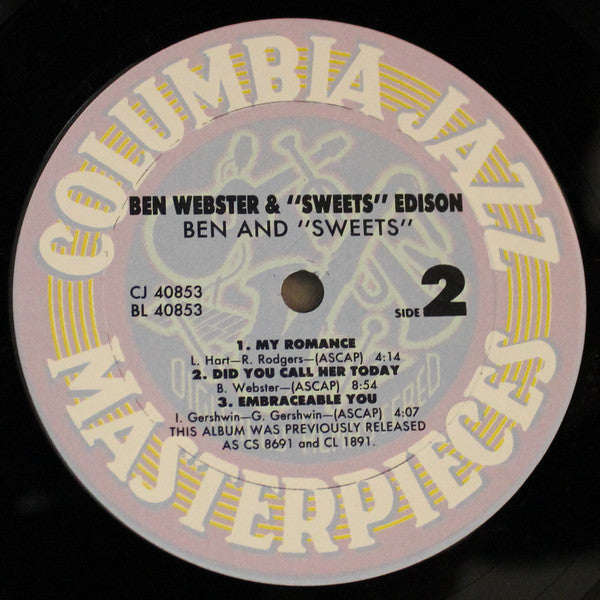 Ben Webster & "Sweets" Edison* : Ben And "Sweets" (LP, Album, RE, RM)