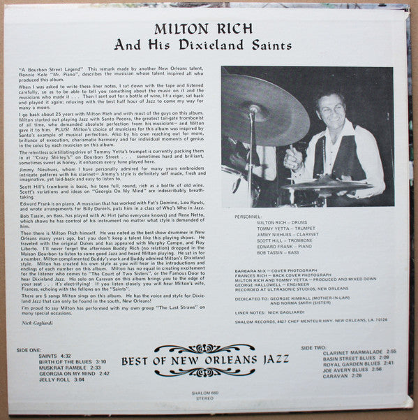 Milton Rich And His Dixieland Saints : Best Of New Orleans Jazz (LP, Album)