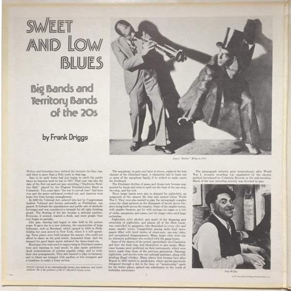 Various : Sweet And Low Blues: Big Bands And Territory Bands Of The 20s (LP, Comp, Mono)