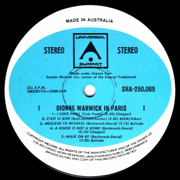 Dionne Warwick : Dionne Warwick In Paris (LP, Album)
