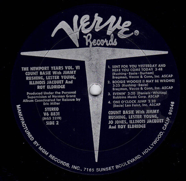 Count Basie , With Jimmy Rushing, Lester Young, Illinois Jacquet, Jo Jones, Roy Eldridge : The Newport Years Volume VI (LP, Album, RE)
