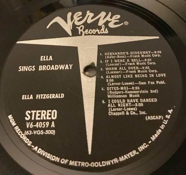 Ella Fitzgerald with Rodgers & Hammerstein, Lerner & Loewe, Adler* & Ross*, Frank Loesser : Ella Sings Broadway (LP, Album)