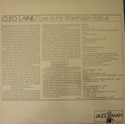 Cleo Laine : Cleo Laine/Live (LP, Album, RE)