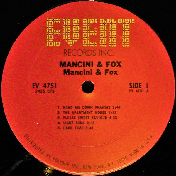 Mancini & Fox : Mancini & Fox (LP, Album)