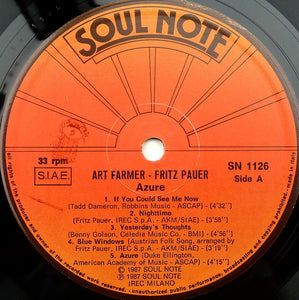 Art Farmer, Fritz Pauer : Azure (LP, Album)
