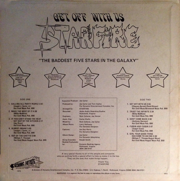 Starfire (6) : Get Off With Us (LP, Album)