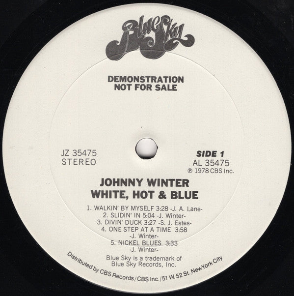 Johnny Winter : White, Hot & Blue (LP, Album, Promo)
