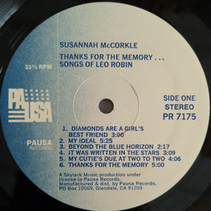 Susannah McCorkle : Thanks For The Memory (Songs Of Leo Robin) (LP, Album)